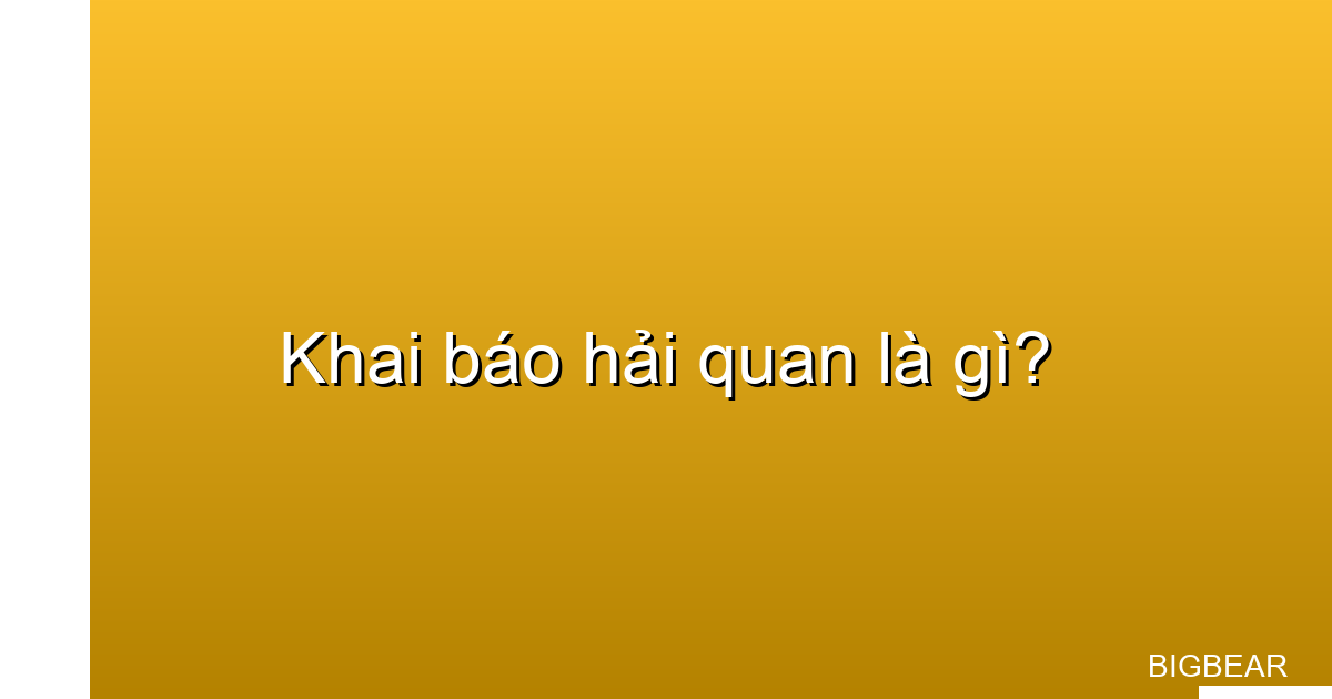 khai báo hải quan là gì